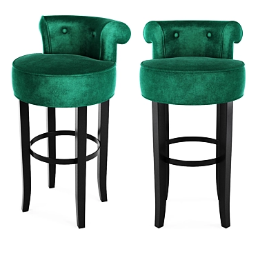 Elegant Roche Green Velvet Bar Stool 3D model image 1 