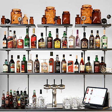 12-Model Bar Counter: Alcohol, Cocktails, Pub 3D model image 1 