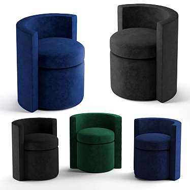 Luxurious Velvet Stool Set 3D model image 1 