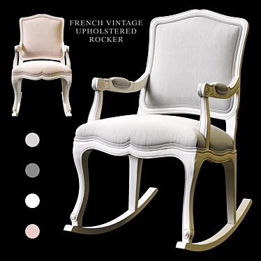 French Vintage Upholstered Rocker - Classic and Elegant 3D model image 1 