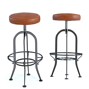 Industrial Style Adjustable Bar Stool 3D model image 1 