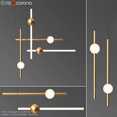 Orion Tubelight: Sleek Brass & Glass Illuminate 3D model image 1 