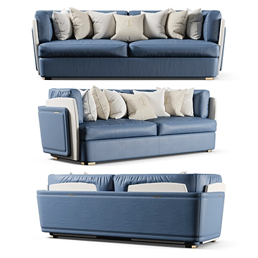 Luxury Turri Blanche Leather Sofa 3D model image 1 