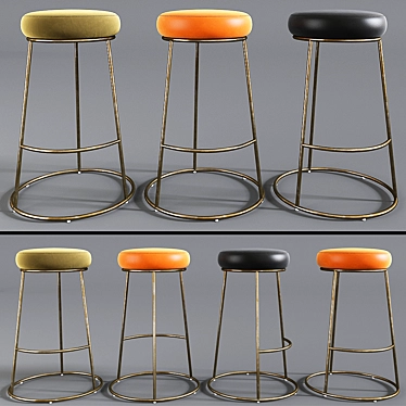 Luxury Velvet Atlantis Bar Stool 3D model image 1 