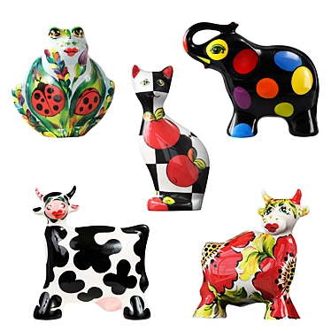 Turov Art Ceramic Figurine Set 3D model image 1 