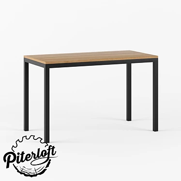 Industrial Wood and Metal Table 3D model image 1 