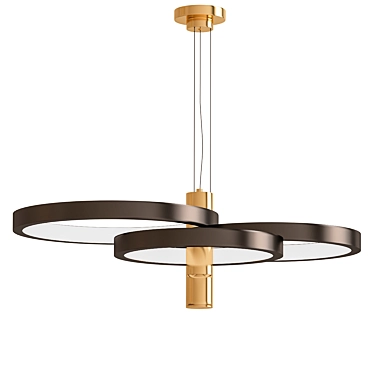 Glamorous Black & Gold LED Pendant 3D model image 1 