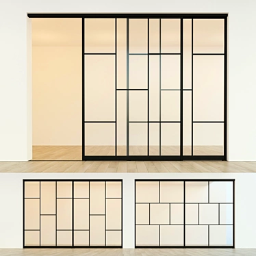 Sleek Sliding Partition Door 3D model image 1 