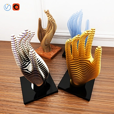 Eco-Friendly Hand Figurine Plates 3D model image 1 