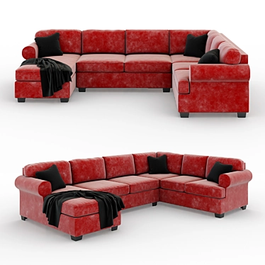 Jinllingsly Gray LAF Sectional - Sleek and Spacious 3D model image 1 