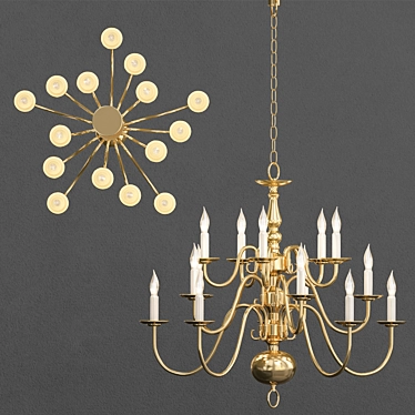 Elegant 15-Light Chandelier 3D model image 1 