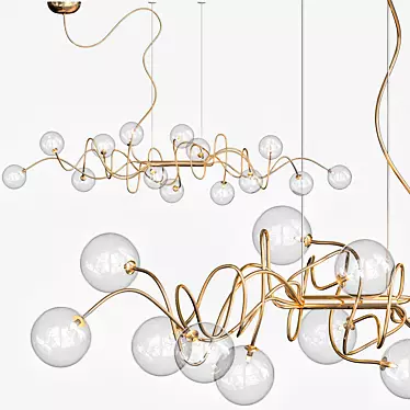 Gleaming Brass Bubbles Pendant 3D model image 1 