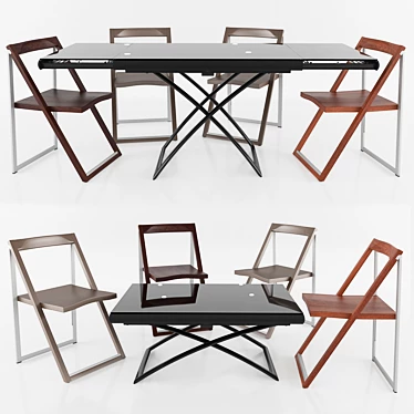 Transforming Table Dakota & Foldable Chair Set 3D model image 1 