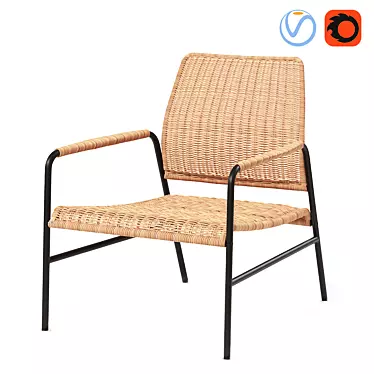 Handmade ULRIKSBERG Anthracite Rattan Chair 3D model image 1 