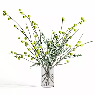 Elegant Fig & Olive Branches: Realistic Texture & Detailed Design 3D model image 1 