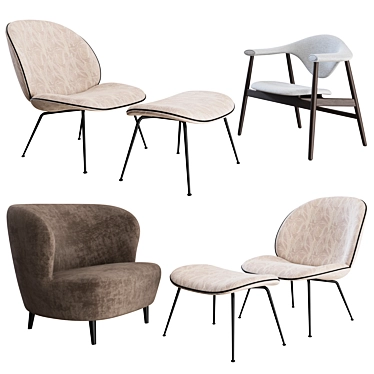 Danish Lounge Chair Collection 3D model image 1 