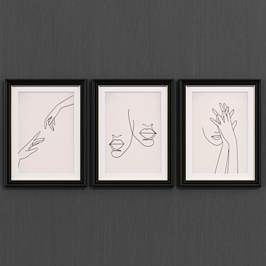 Contemporary Line Art Collection 3D model image 1 