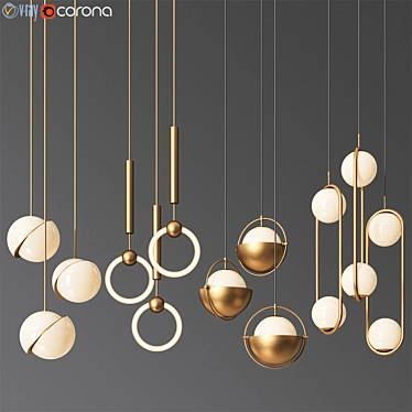 Modern Brass Ceiling Light Collection 3D model image 1 