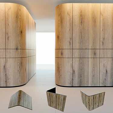 Wooden 3D Wall Panel - Decorative and Light 3D model image 1 