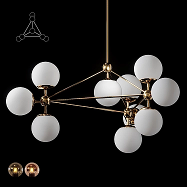 Modern 10-Globe 3-Sided Chandelier 3D model image 1 