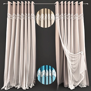 Title: Elegant Lace Curtains 3D model image 1 