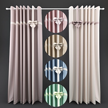 Adjustable Curtain with Eyelets 3D model image 1 