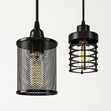 Steel Mesh Edison Lampshade 3D model image 1 