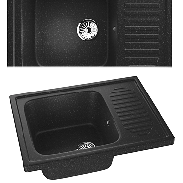 AquaGranitEx M-13 Black Kitchen Sink 3D model image 1 