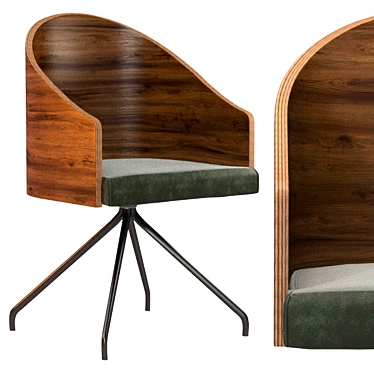 Luxe Wooden Chair with Metal Base 3D model image 1 
