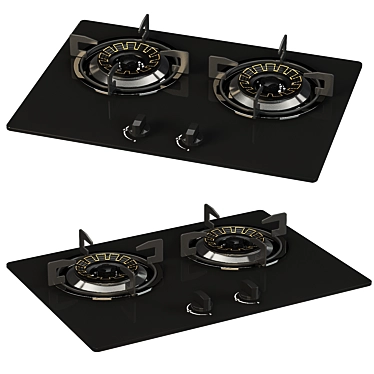 Efficient Dual Burner Gas Hob 3D model image 1 