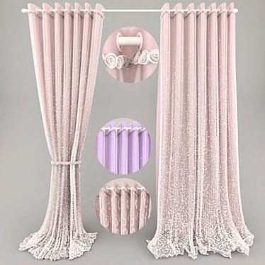 Title: Elegant Lace Curtains 3D model image 1 