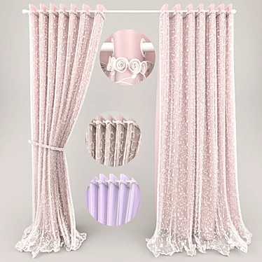 Elegant Lace Curtains 3D model image 1 