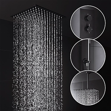 Sleek Black Deluge Shower Set 3D model image 1 