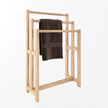 Modern Oak Towel Holder: Stylish and Practical 3D model image 1 