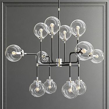 Industrial Silver Glass Chandelier 3D model image 1 