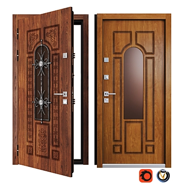 Vezha Entry Metal Door 3D model image 1 