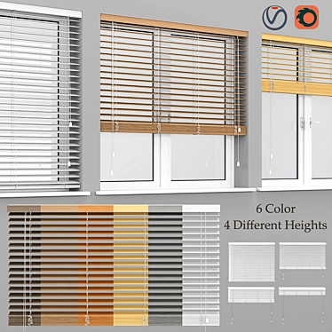 Natural Wood Window Blinds 3D model image 1 