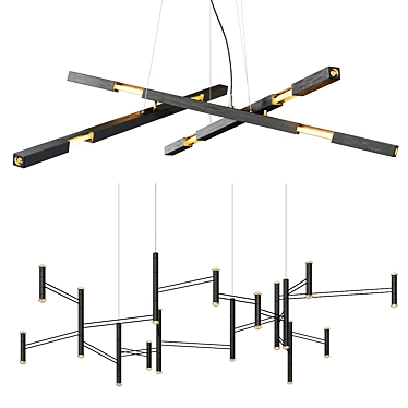 Minimalist Matt Black & Aries Lighting System Chandelier