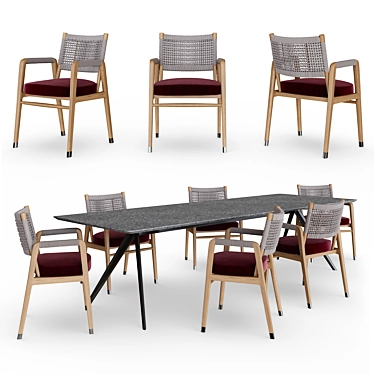Flexform Zefiro Ortigia Dining Table 3D model image 1 