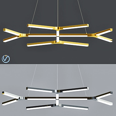 Quad Y LED Chandelier: Modern Elegance 3D model image 1 