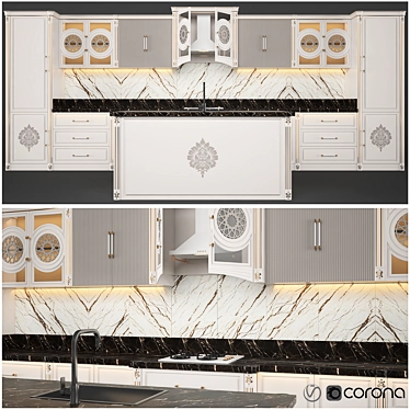 Modern Kitchen Design: 3DMax & Vray 3D model image 1 