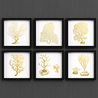 Modern Golden Art Set 3D model image 1 