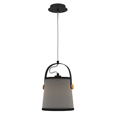 NORDICA 4927: Elegant Black/Dark Wood Chandelier 3D model image 1 