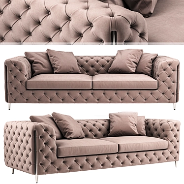 Elegant Moore Quilted Sofa 3D model image 1 