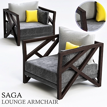 Sleek Saga Lounge Armchair 3D model image 1 