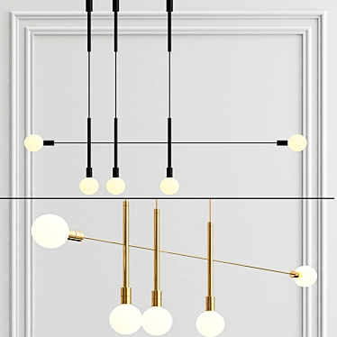 Sleek Gold and Black Pendant 3D model image 1 