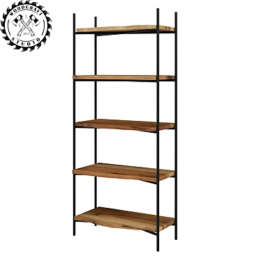 Frank Rustic Wood and Metal Shelving 3D model image 1 