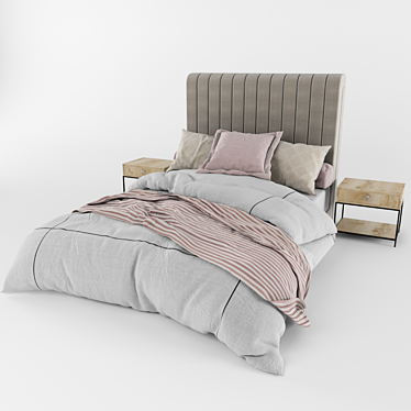 Modern Double Bed 3D model image 1 
