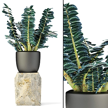 Exotic Greenery in Elegant Pot 3D model image 1 