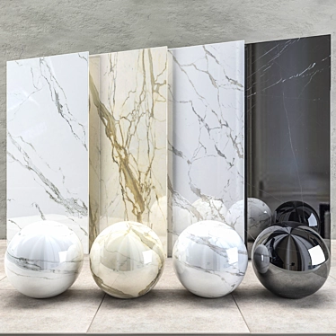 Marble Set: 4 Textures, 4 Sizes 3D model image 1 